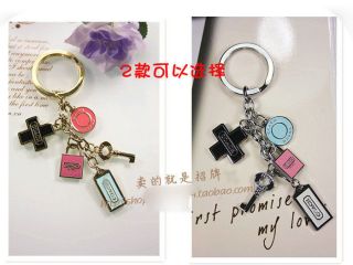 cross lock keychain with logo box  golden and silver 