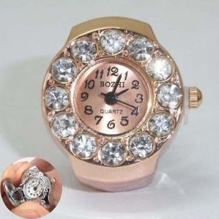 Ladies Jewelry Crystal Finger Ring Quartz Watch 0.9