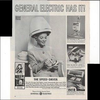 General Electric Portable Speed Dryer Hair 1966 Vintage Antique 