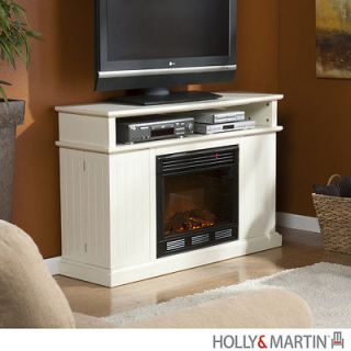 FENTON Ivory ELECTRIC FIREPLACE TV Stand Room HEATER Indoor Holly 