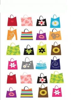   LITTLE COLOURFUL HANDBAGS EDIBLE CUP CAKE TOPPER RICE WAFER PAPER G1