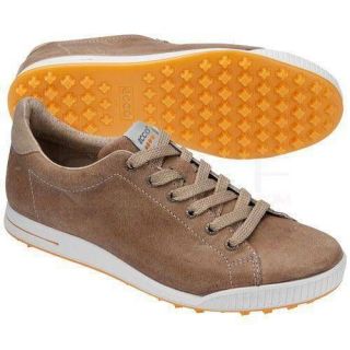 Mens ECCO Golf Street Shoes Sneakers Camel Beige Leather 8 8.5 42 EUR