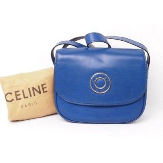 Vintage Celine Electric Blue Box Shoulder Bag Handbag Mint Excellent 