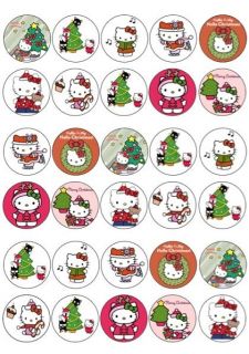   KITTY CHRISTMAS IMAGES EDIBLE CUP CAKE TOPPERS PREMIUM RICE PAPER 225