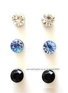 Clip MAGNETIC diamante earrings,3 pairs, 6mm,men, women