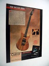 Carvin DC135 KOA electric guitar 1991 print Ad