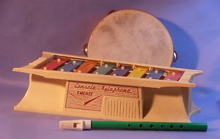   Instruments Emenee Console XYLOPHONE 1950s Tamborine Recorder PIPE