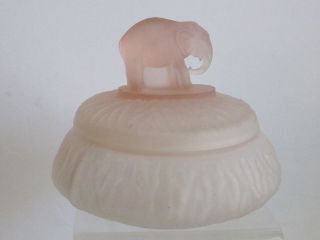 Antique Pink Elephant Cosmetic Jar Greensburg Glass