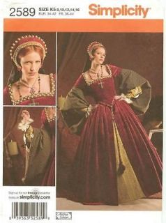 Simplicity Tudor Elizabethan Gown Pattern size 8 16