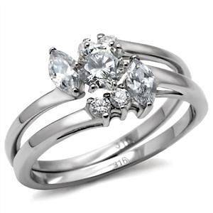   STAINLESS STEEL CZ ENGAGEMENT WEDDING RING BAND SET SIZE 5 6 7 9 10