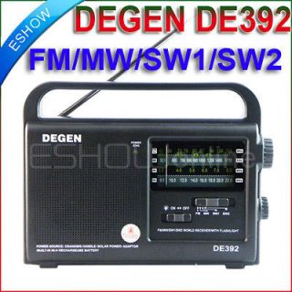   DE392 FM/TV MW SW Crank Dynamo Solar Emergency Radio World Receiver