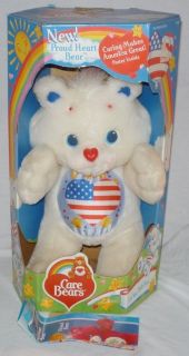   1991 PROUD HEART BEAR Care Bears + BOX Environmental AMERICAN FLAG MIB