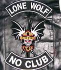 LONE WOLF NO CLUB VEST JACKET PATCH 15 INCH BIKER MOTORCYCLE