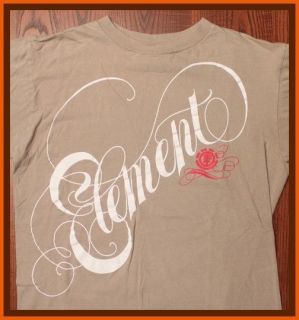 Element Skateboard Clothing Bam Margera Fancy Cursive Logo Tan Medium 