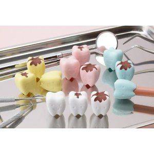 Iwako Pencil Top Erasers /Teeth   Cavity Set Box of 60 Pieces&4 Colors 