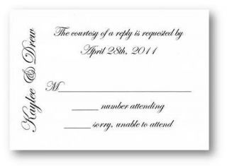 50 PERSONALIZED NAMES RSVP RESPONSE cards w/envelopes