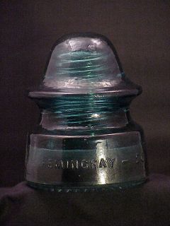 Antique Heavy Green Glass Electrical Insulator Hemingray #20 Made in 