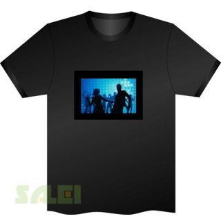 Black Music Sound Activated EL Equalizer DJ Disc LED T Shirt Cool 