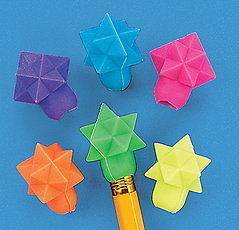 72 STAR SHAPED PENCIL TOP ERASERS party bulk FREE SHIP