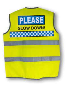 HORSE RIDING OR CYCLING SAFETY VEST/HI VIS BIB, A POLITE MESAGE IN 
