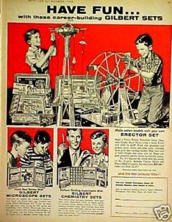 1956 Gilbert~Erector Set~Ferris Wheel~Robot~Microscope~Chemistry 