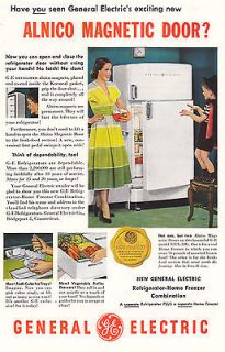 1950 General Electric Alnico Magnetic Door Refrigerator, Print Ad