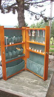   HANDMADE SEWING PORTABLE CABINET W HANDLE HOLDS THREADS NOTIONS ETC