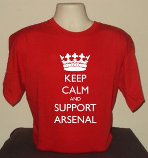   CALM AND SUPPORT ARSENAL T SHIRT RETRO COOL FUNNY QUALITY FOOTBALL