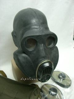 Soviet USSR BLACK gas mask PBF (with EO19) sz 2 medium