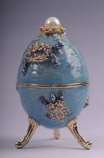 Faberge Egg with turtles & pedant by Keren Kopal Swarovski Crystal 
