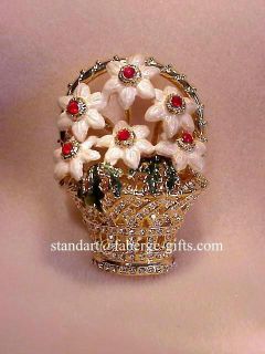 Valentines Day Spring Flowers Ruby & Diamond Brooch #7R
