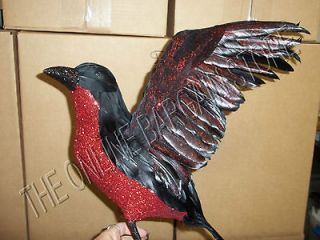 Grandinroad Halloween Prop Open Winged Crow Raven Bird Blood Red 