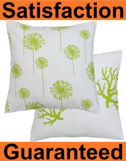White Green Coral & Dandelion Throw Pillow Cover Sham