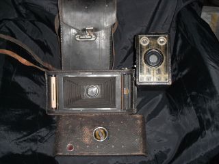 antique folding Senca camera with original case USA Brownie Junior 