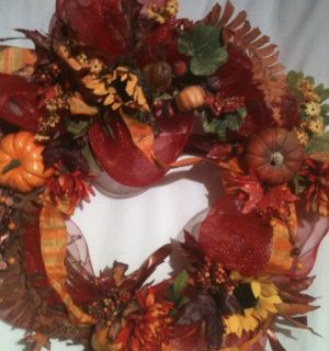 Thanksgiving fall Wreath With Silk Flowers