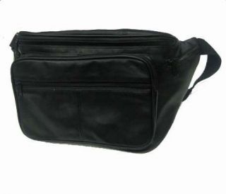   LARGE Genuine Lambskin Leather Belt Bag BLACK Fanny Waist Pack NEW
