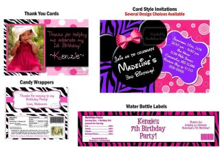   Minnie Mouse Pink Purple Birthday Party Invitations, Supplies Favors