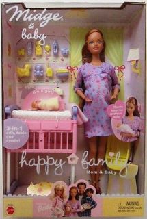 Barbie Happy Family Pregnant Midge and Baby Dolls (New)