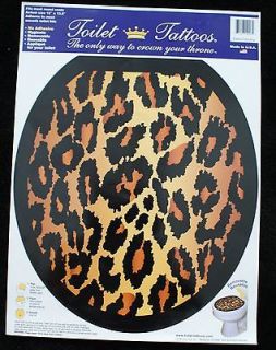 NEW LEOPARD PRINT ROUND TOILET SEAT COVER APPLIQUE REMOVABLE TATTOOS 