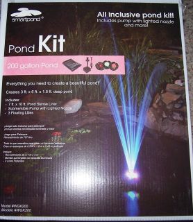 Smartpond smart pond kit 200 gallon all inclusive liner pump lillies 