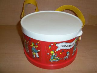 Vintage 1979 Fisher Price Plastic Toy Drum Carry Case Adjustable 
