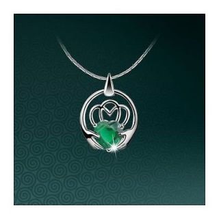 Newbridge Silverware Silver Plated Claddagh Necklace with Synthetic 