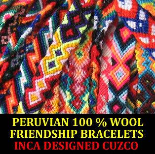   PERUVIAN 100 % WOOL FRIENDSHIP BRACELETS WOVEN ANDEAN FROM CUZCO PERU