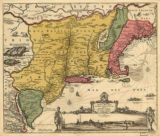 1656 MAP, United States New York, Nicholaes Visscher, Nice Detail 