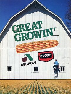 1988 Asgrow Os Gold Hybrid Corn Seed on Barn Ad