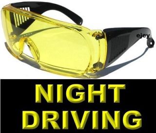 YELLOW LENS NIGHT DRIVING SUN GLASSES FIT OVER GLASSES