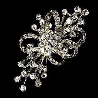Elegant Silver Crystal Bridal Brooch Comb Cake Brooch