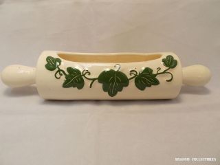 Vintage Ceramic Pottery Rolling Pin Planter Vase
