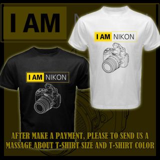 Am Nikon Logo AT THE HEART IMAGE Camera Black/White Tee T Shirt S 