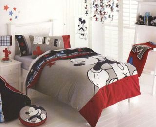 DISNEY Mickey Mouse Blue Grey DOUBLE/KING SINGLE Quilt/Doona Cover Set 